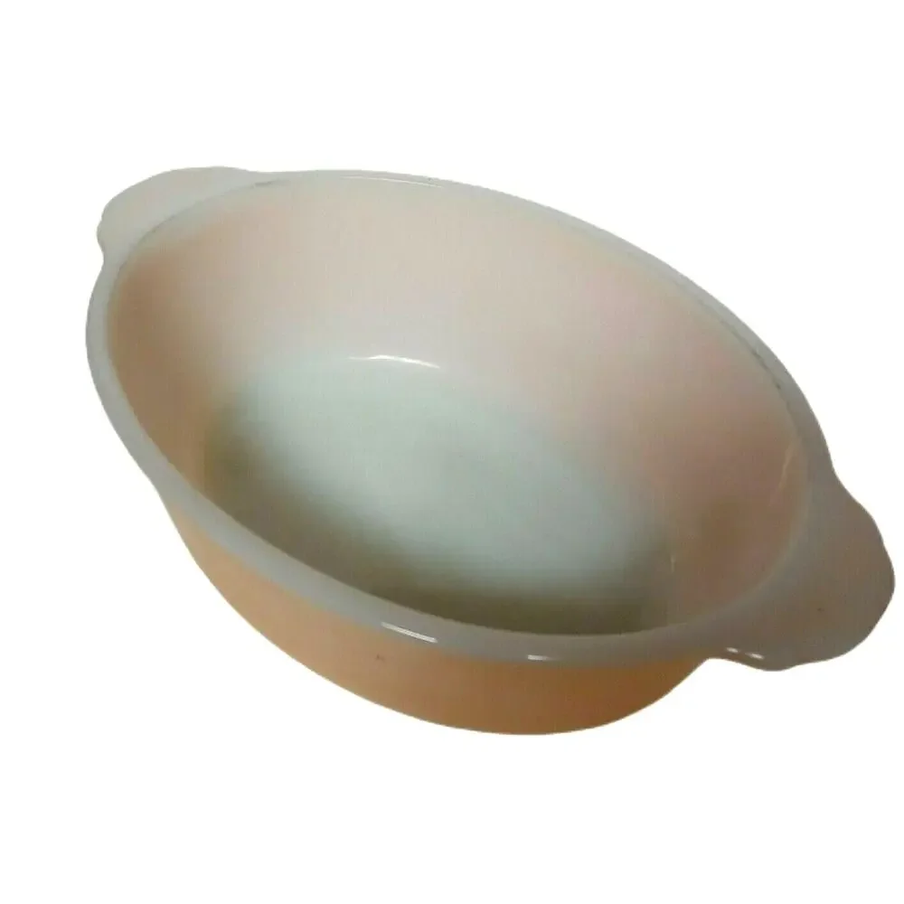 🍑👩🏻‍🍳🍽️Anchor Hocking Casserole Dish Fire King Oval Milk Glass Peach